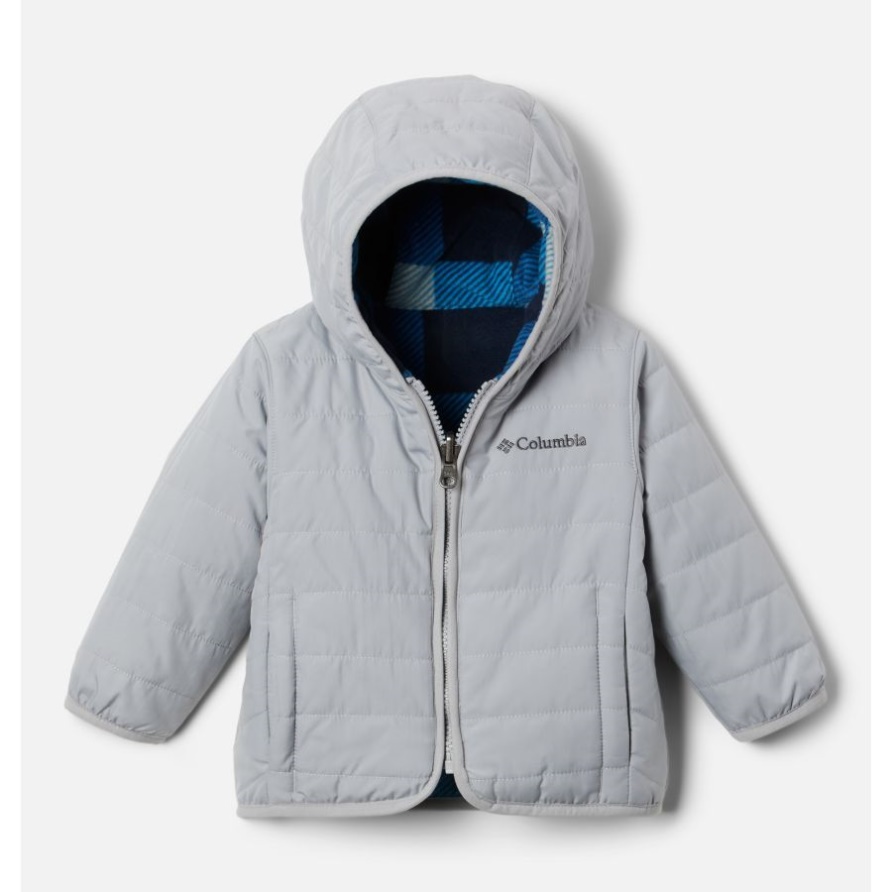 Columbia Grey/hellindigo Kariert Multi Columbia Doppel Mühe Wendejacke Für Kleinkinder