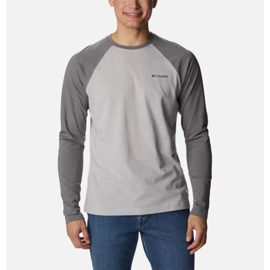 Columbia Grau Meliert/stadt Grau Meliert Distletown Hills Raglan Shirt Für Herren Columbia