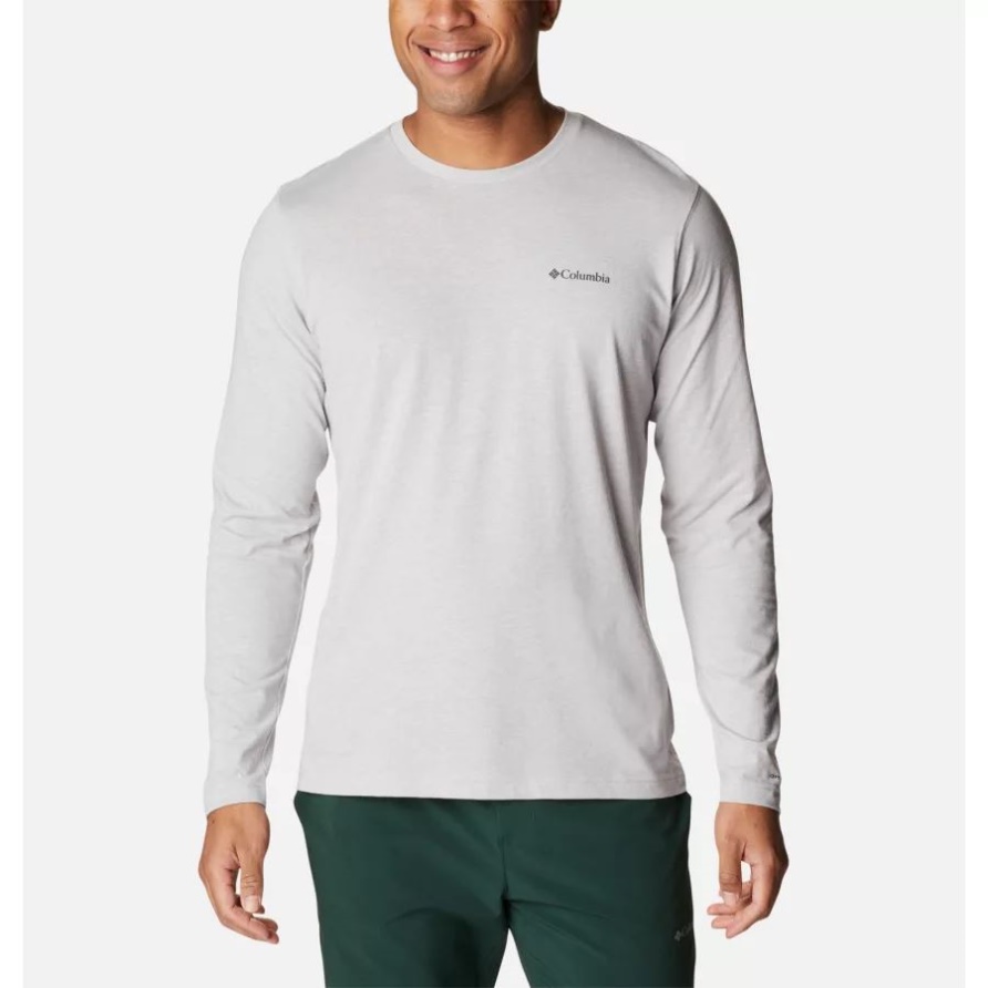 Columbia Grau Meliert Columbia Thistletown Hills Langarm-Crew-Shirt Für Herren
