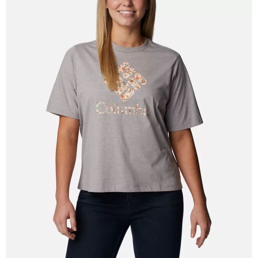 Kolumbien Graue Heide/Edelstein-Mini-Hibiskus-Frauen Nordkaskaden Entspanntes T-Shirt Kolumbien