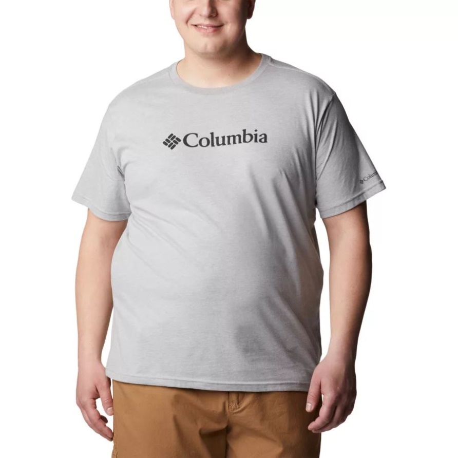 Columbia Grau Meliert Herren Csc Basic Logo T-shirt Erweiterte Größe Columbia