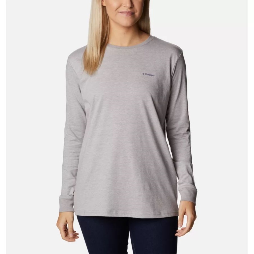 Columbia Grau Meliert/im Freien Park Frauen North Cascades Langärmliges T-shirt Mit Hinterer Grafik Columbia