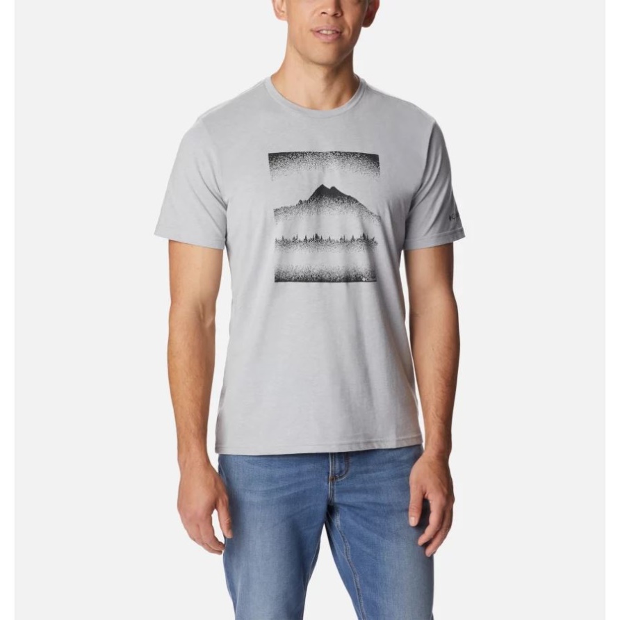 Columbia Grau Meliert/stippled Hills Rapid Ridge Graphisches T-shirt Für Herren Columbia