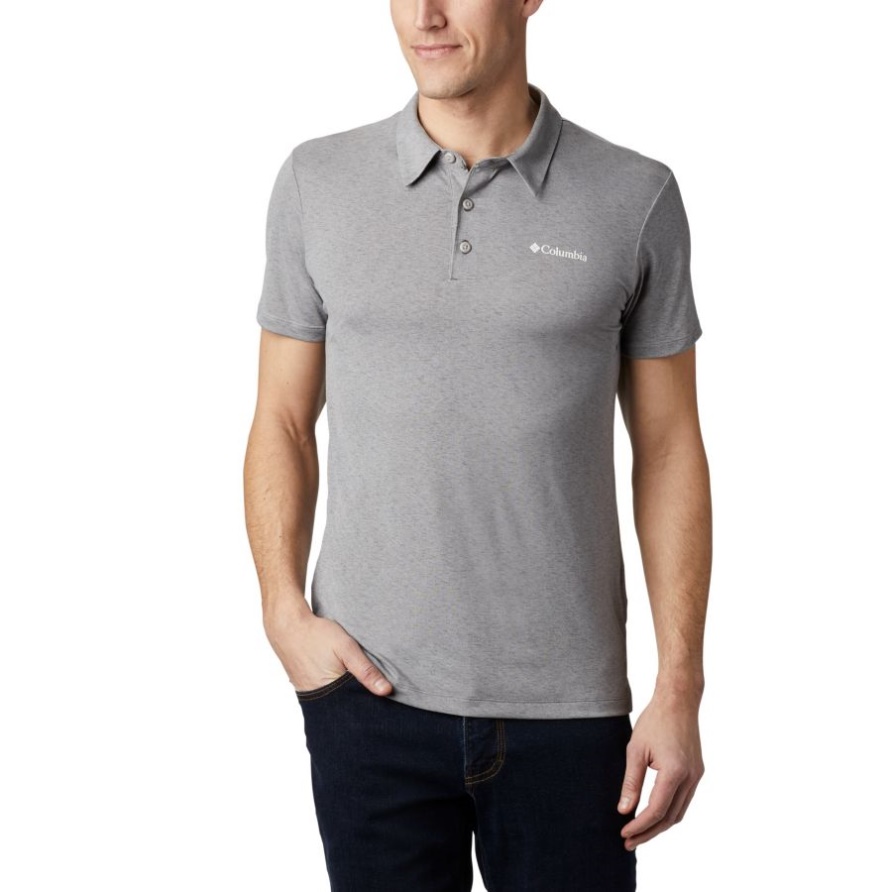Columbia Grau Meliert Dreifach Canyon Tech Polo Columbia