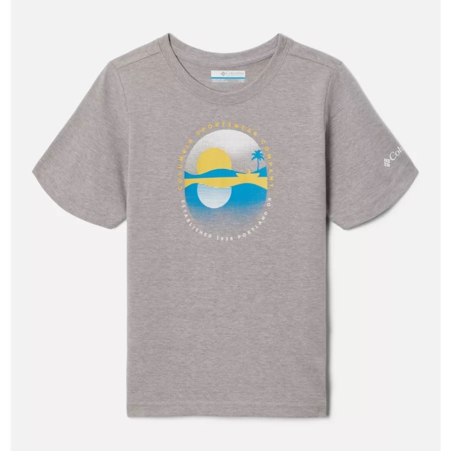 Columbia Grau Hthr/halftone Fishing Grx Kurzarm-grafik-t-shirt Valley Creek Für Jungen Columbia
