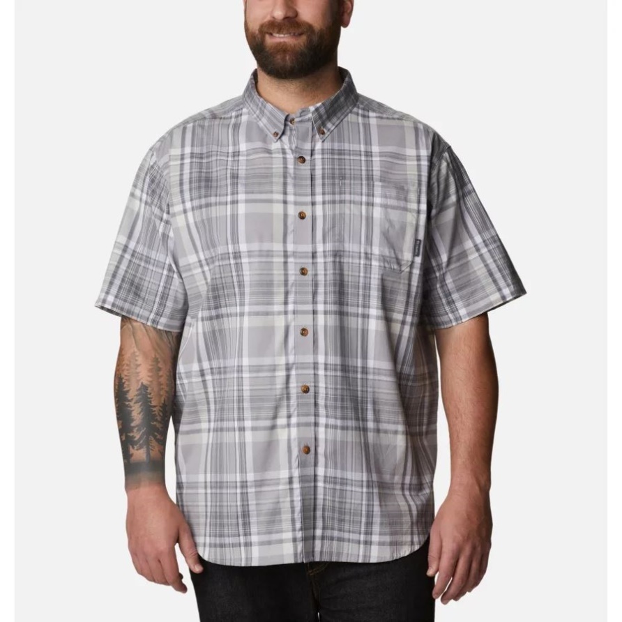 Columbia Grau Kariertes Columbia Rapid Rivers Ii Kurzarmshirt Für Herren Groß