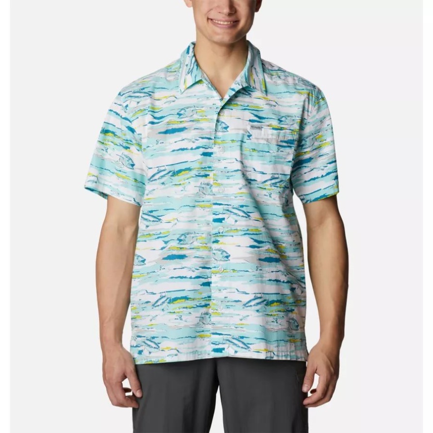 Columbia Golf Stream Flatout Print Herren Pfg Trollers Bestes Kurzarmhemd