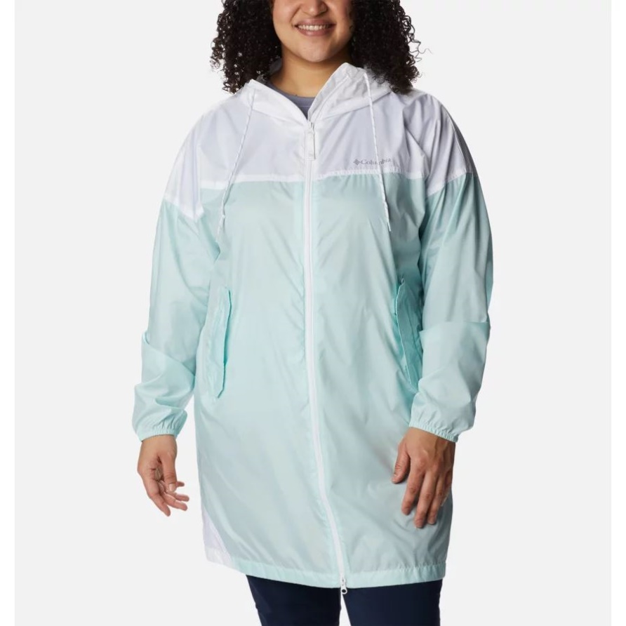 Columbia Icy Morn/white Flash Challenger Lange Windjacke Für Damen In Großen Größen