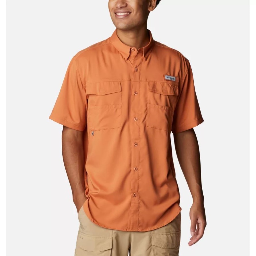 Columbia Island Orange Herren Pfg Blood And Guts Iv Gewebtes Kurzarmhemd