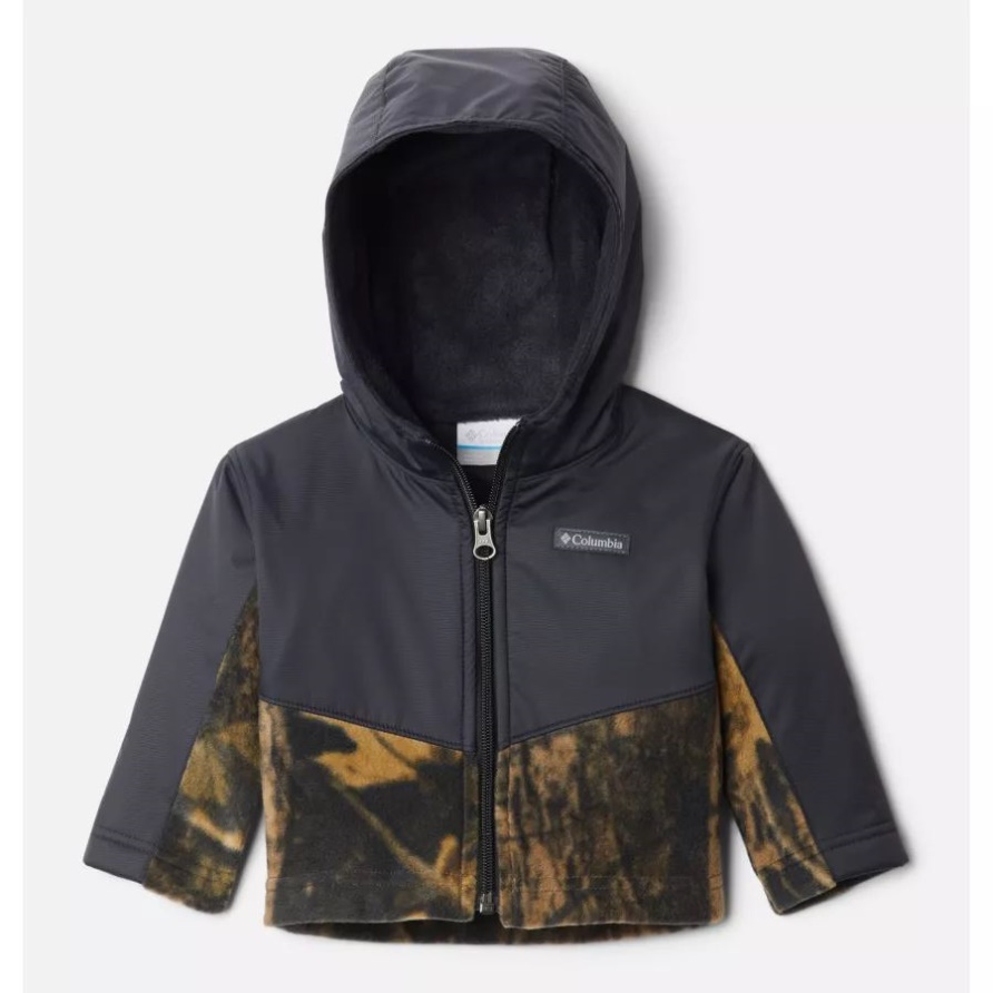 Columbia Kinder Steens Mountain Overlay Kapuzenjacke Mit Holzwolfdruck/schwarz