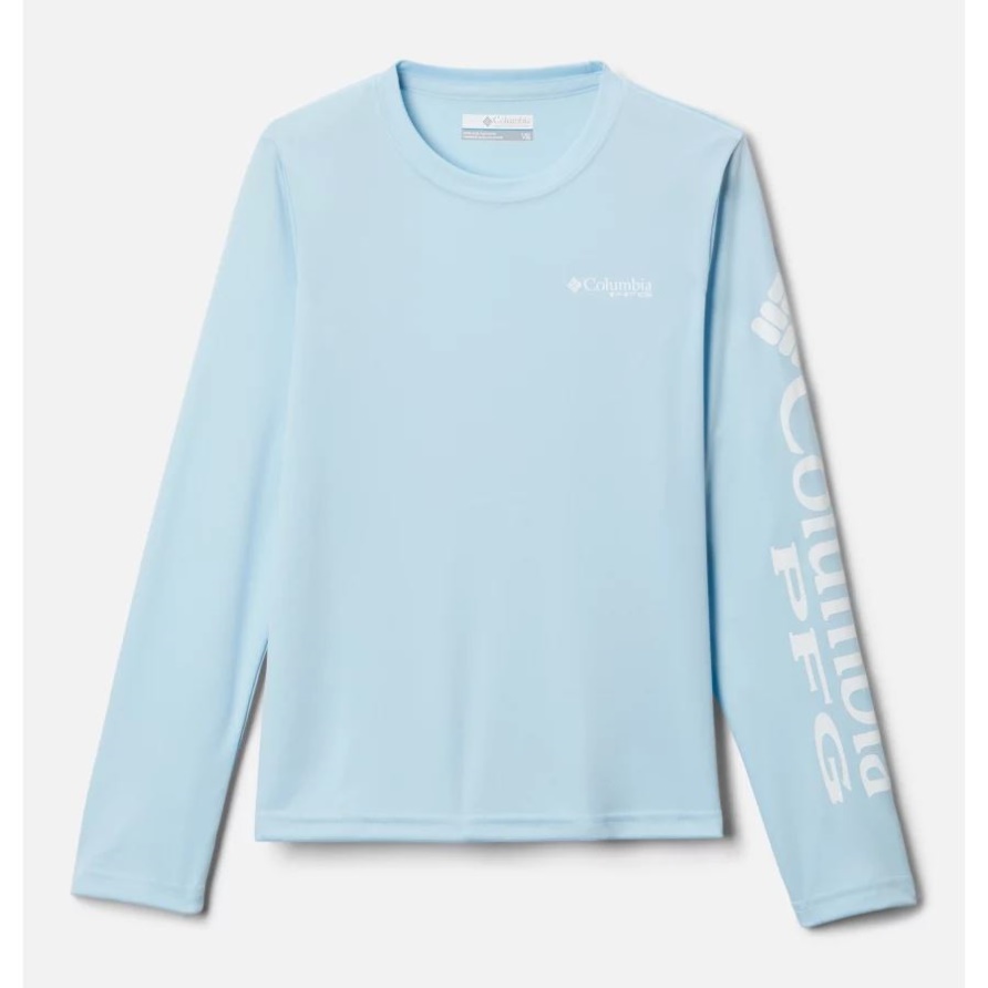 Columbia Kinder Pfg Terminal Tackle T-Shirt, Langärmliges T-Shirt, Frühlingsblau/weißes Logo