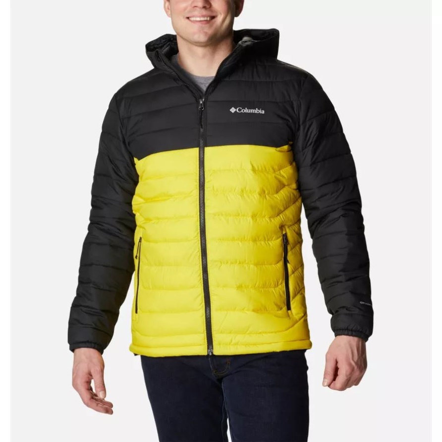 Columbia Laser Zitrone/schwarze Puder Lite Isolierte Kapuzenjacke Für Herren