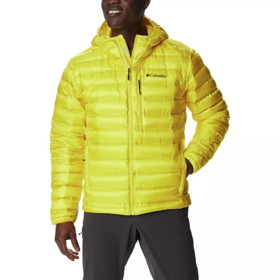 Columbia Laser Lemon Herren Daunenjacke Mit Kapuze Und Pebble Peak