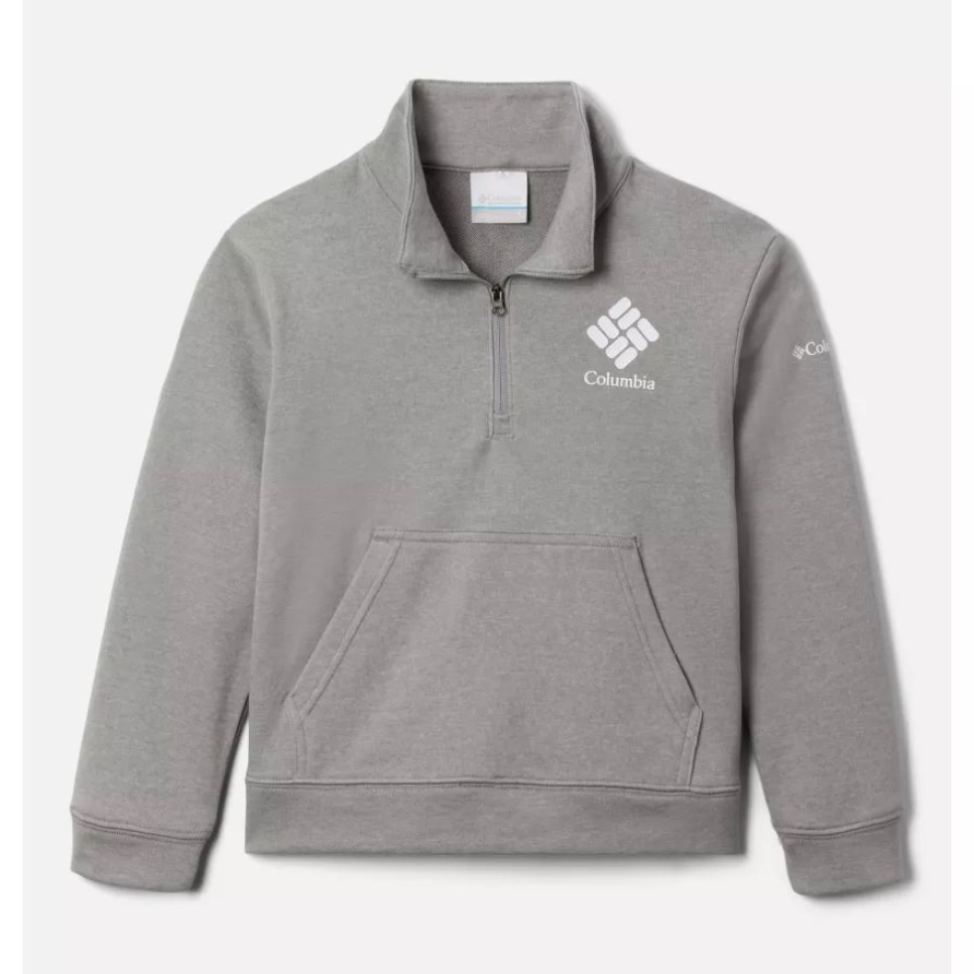 Columbia Hellgrau Meliert Columbia Trek French Terry Pullover Mit Halbem Reißverschluss Für Mädchen