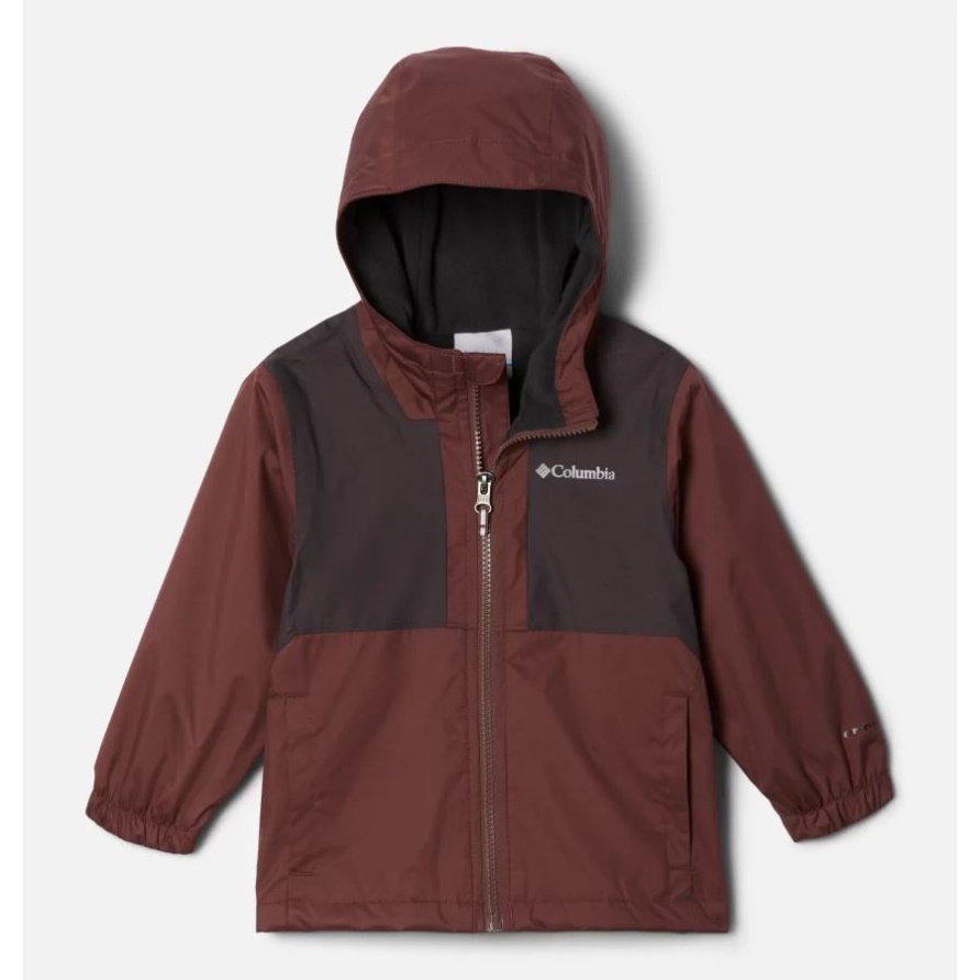 Columbia Light Raisin/Black Slub Jungen-Kleinkind-Jacke Mit Fleecefutter Für Regnerische Trails