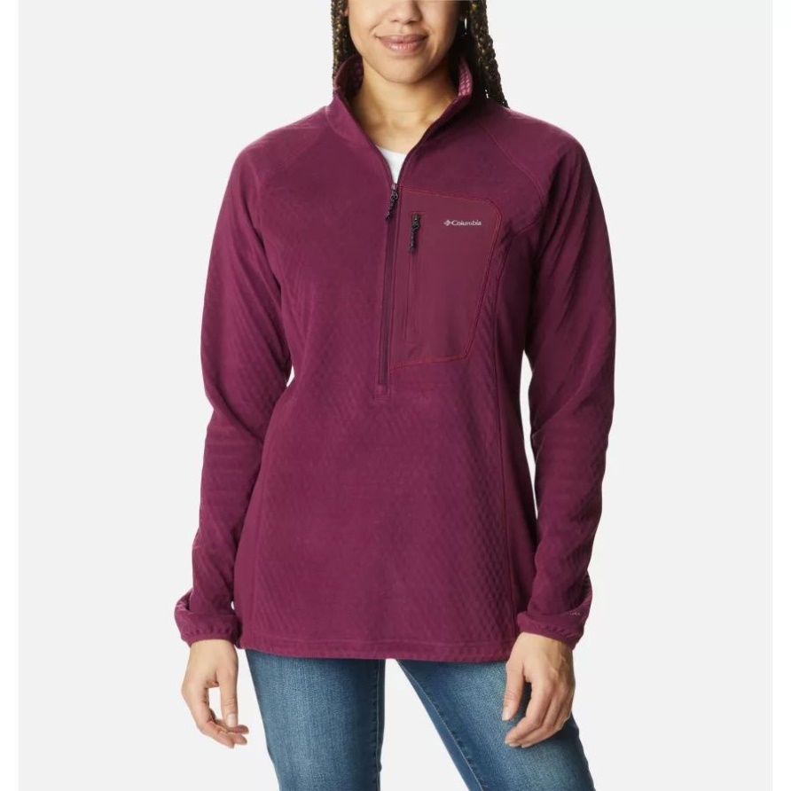 Columbia Marionberry/aura Damen-Outdoor-Tracks-Fleecepullover Mit Halbem Reißverschluss