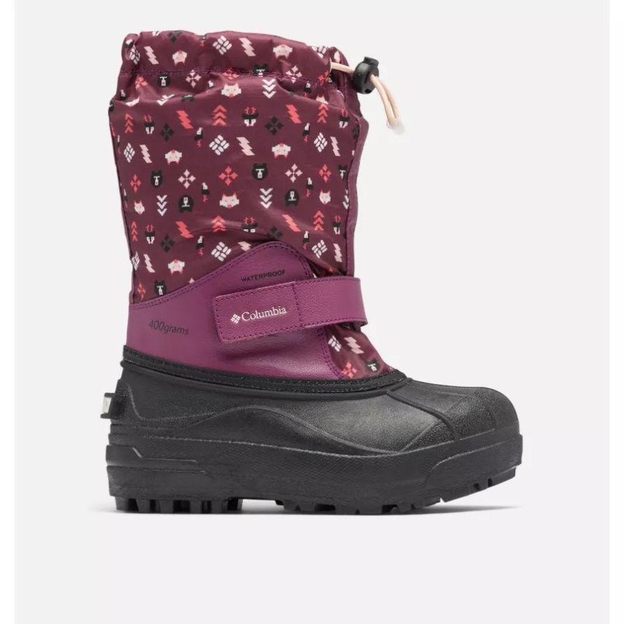 Columbia Marionberry/Pfirsichblüten-Stiefel Mit Powderbug-Forty-Print Für Große Kinder