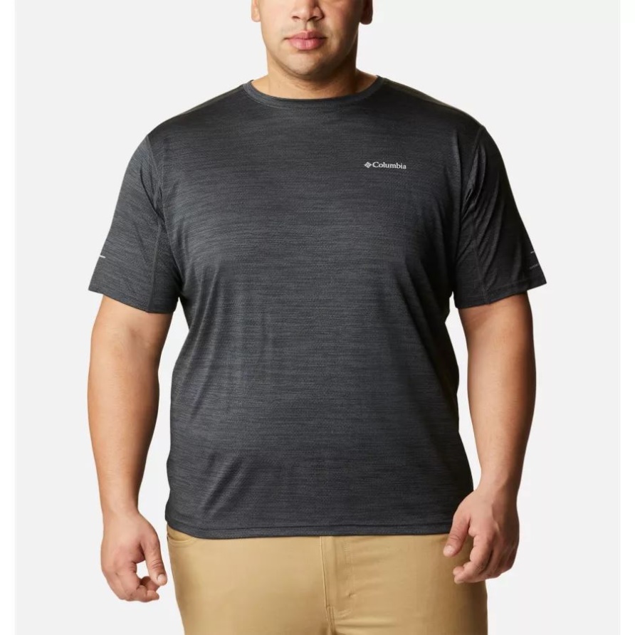 Columbia Alpine Chill Zero Kurzarm-Crew-Shirt Für Herren Groß Schwarz Meliert