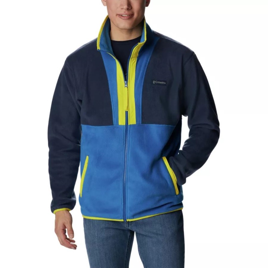 Columbia Herren-fleecejacke Mit Durchgehendem Reißverschluss Collegiate Navy/brt Indigo/laser Lemon