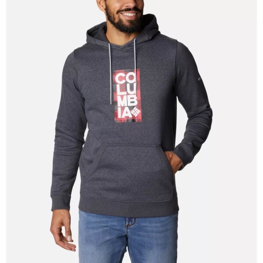 Columbia Herren Csc Basic Logo Ii Hoodie Shark Heather/csc Stacked Frame Kariert