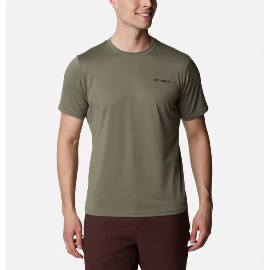 Columbia Herren Columbia Hike Crew Kurzarmhemd Steingrün