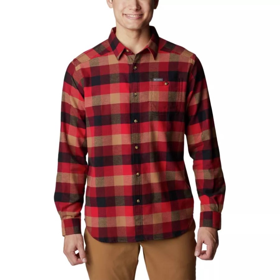 Columbia Cornell Woods Flanellhemd Für Herren, Roter Jaspis, Büffelkaro
