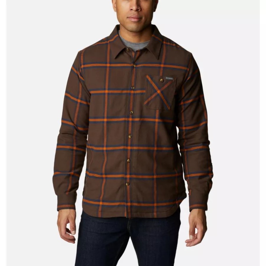 Columbia Cornell Woods Fleece Gefüttertes Flanellhemd Für Herren Cordovan Windowpane