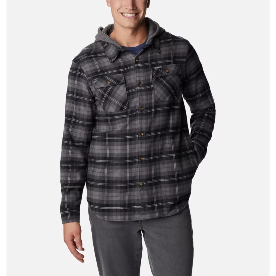 Columbia Flare Gun Stretch-Flanell-Hoodie Für Herren, Schwarz, Ausgewogenes Tartan