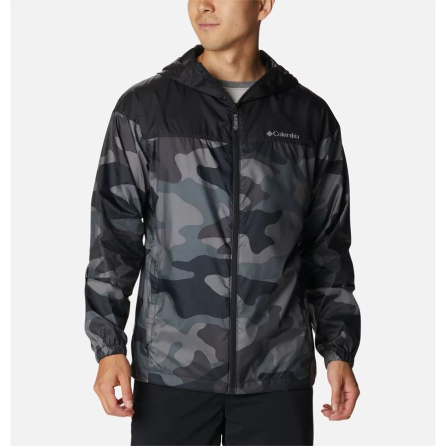 Columbia Flash Challenger Neuheit Windjacke Für Herren Schwarz Mod Camo Print