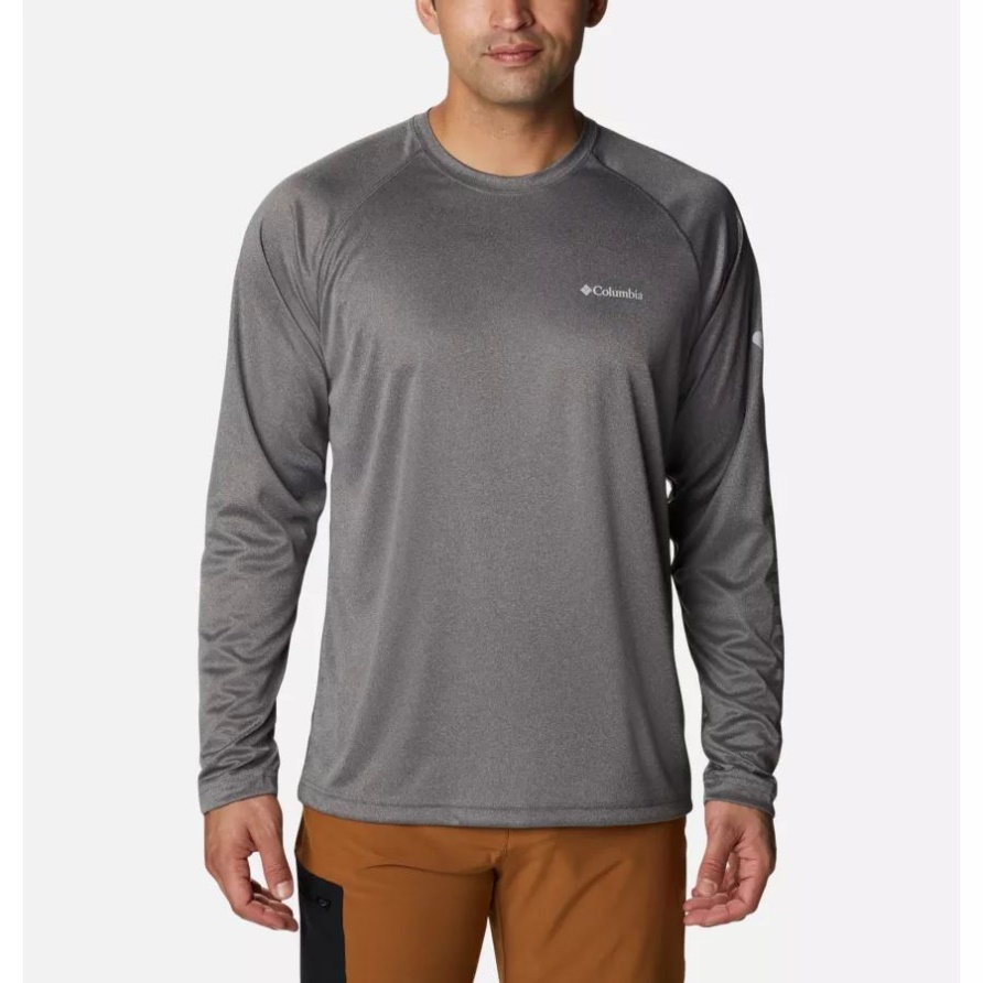 Columbia Fork Stream Heather Langarmshirt Für Herren Anthrazit Meliert