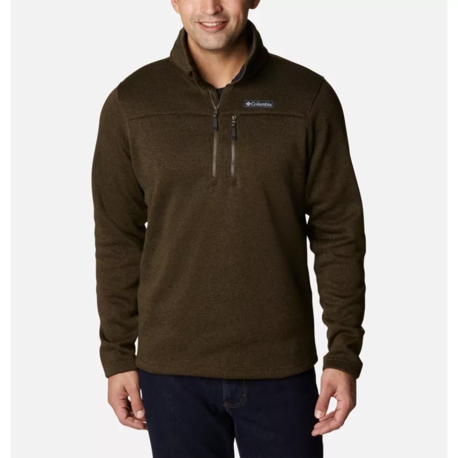 Columbia Hatchet Hill Pullover Mit Halbem Reißverschluss Für Herren Aus Fleece In Olivgrün Meliert