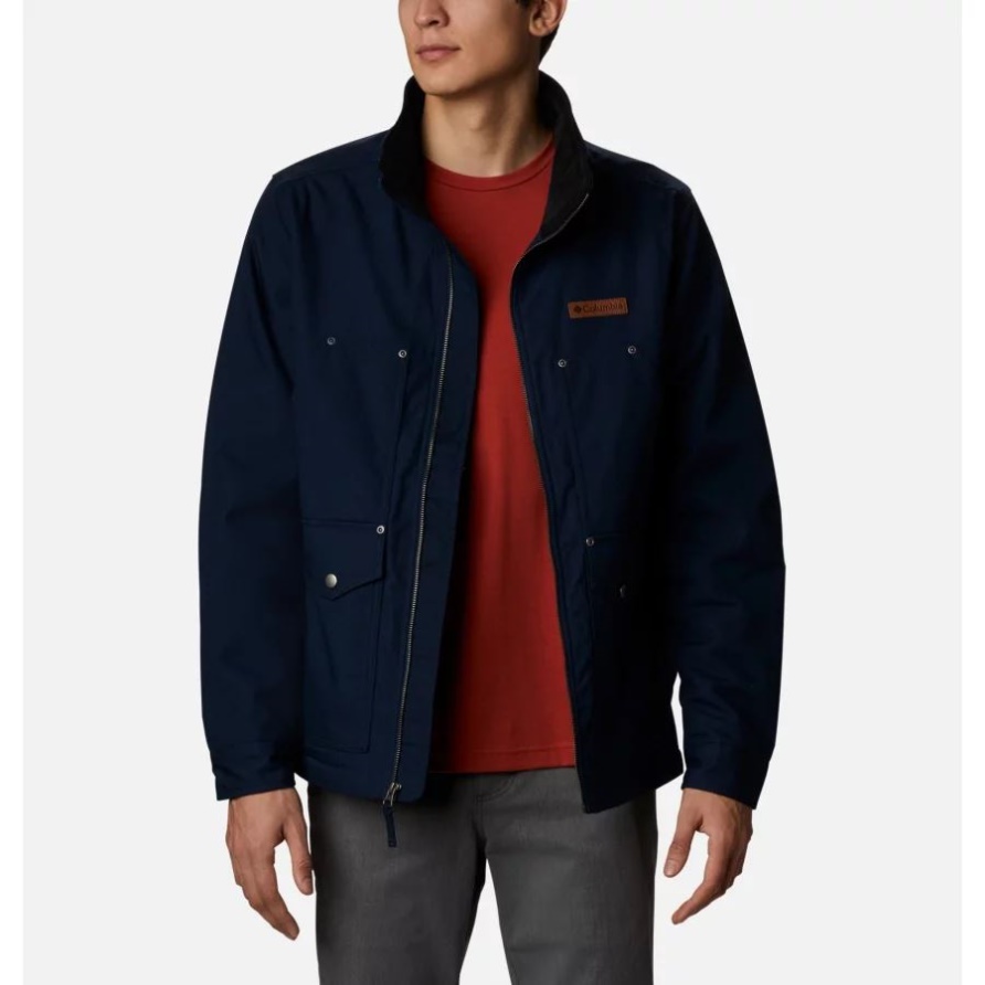 Columbia Loma Vista Fleece Gefütterte Herrenjacke Collegiate Navy/Steingrün Kariert