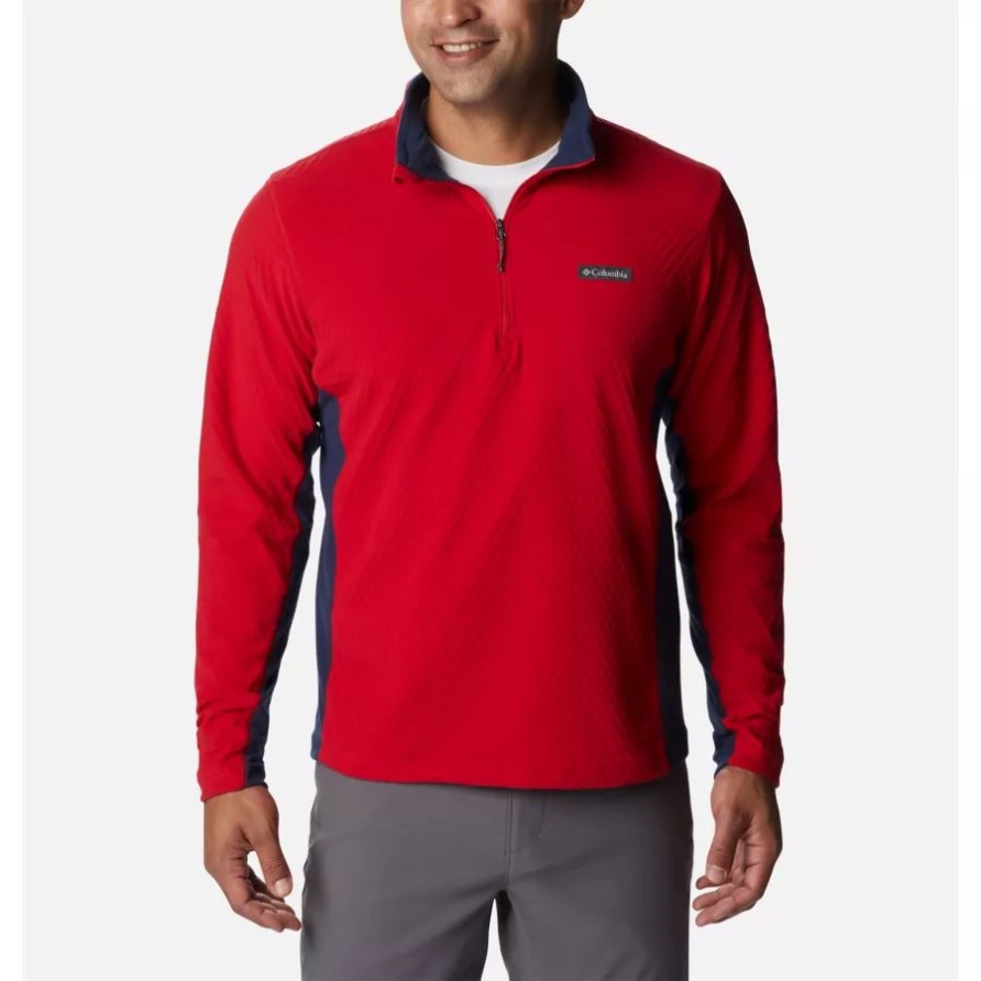 Columbia Overlook Pass Half Zip Shirt Für Herren Mountain Red/College Navy