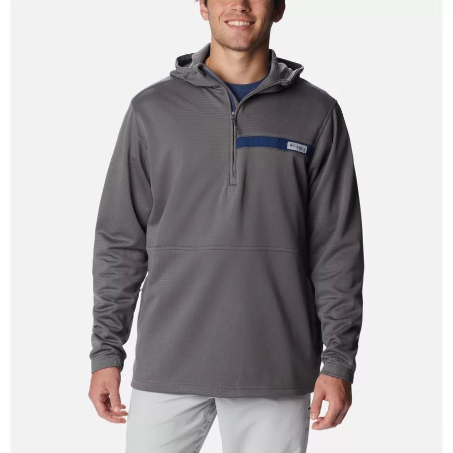 Columbia Herren Pfg Skiff Guide Kapuzenpullover Mit Halbem Reißverschluss Stadtgrau/kohlenstoff