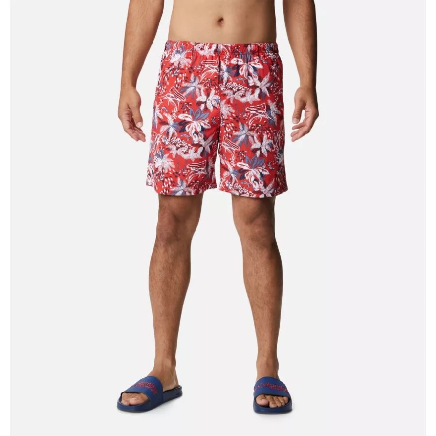 Columbia Herren Pfg Super Backcast Water Shorts Red Spark Fireworks Fish Print