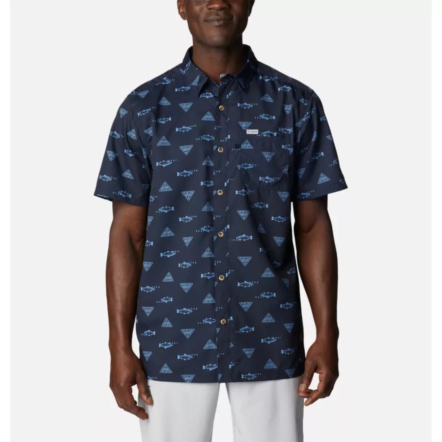 Columbia Herren Pfg Super Slack Tide Camp Shirt Collegiate Navy Rivermade