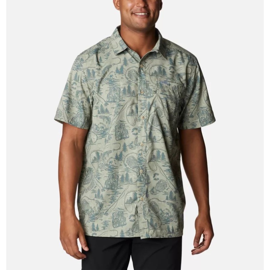 Columbia Herren Pfg Super Slack Tide Camp Hemd Metall Pfg Origins Druck
