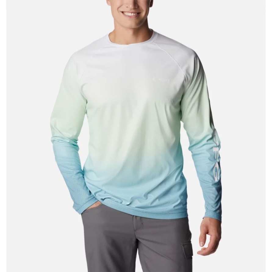 Columbia Herren Pfg Terminal Deflektor Bedrucktes Langarmhemd Deep Marine Gradient
