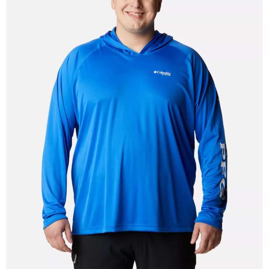 Pfg Terminal Tackle Hoodie Für Männer Von Columbia, Großer Blauer Ara/weißes Logo