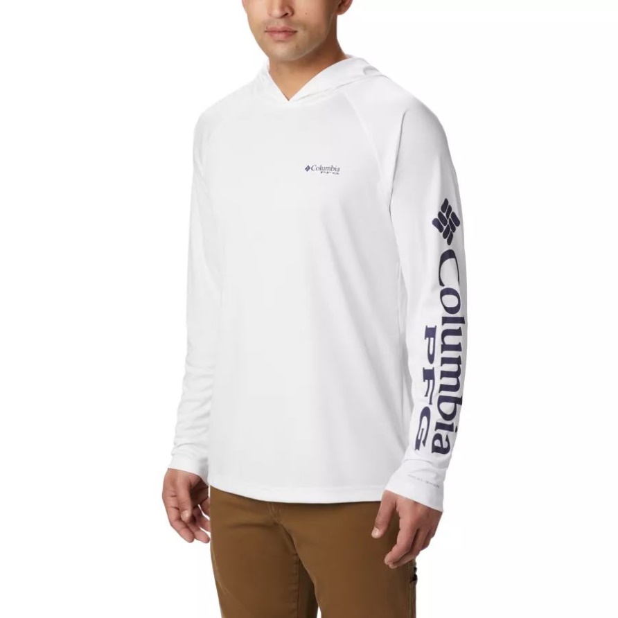Columbia Pfg Terminal Tackle Hoodie Für Herren Weiß/Nachtschatten-Logo