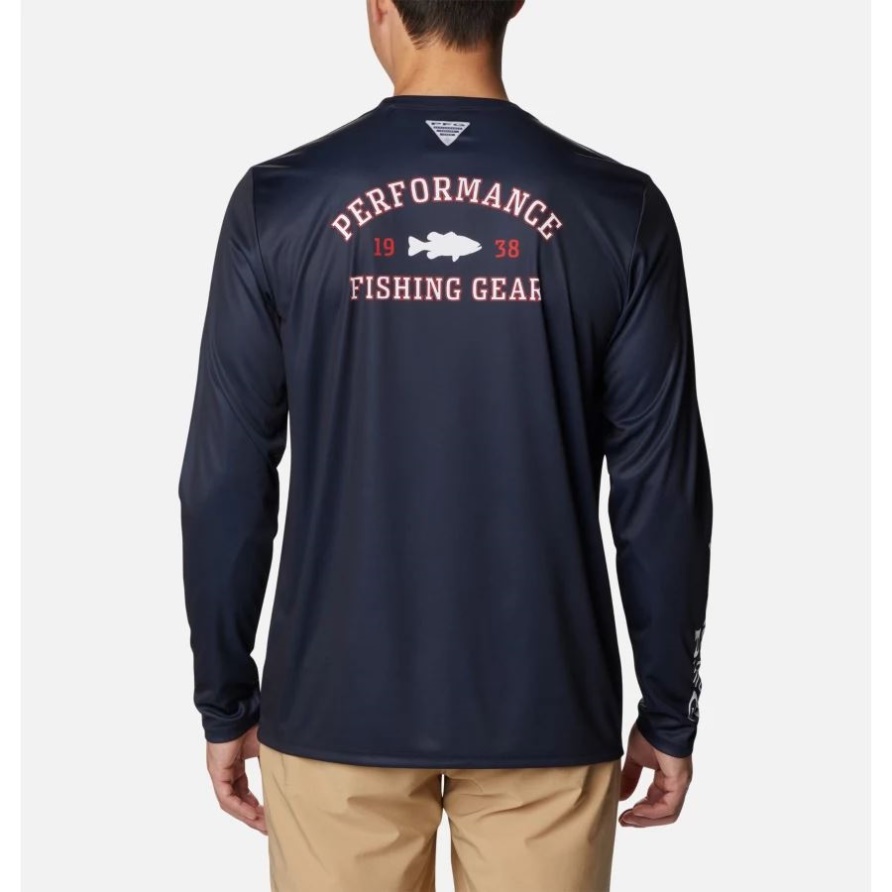 Columbia Langärmliges Pfg-terminal-tackle-university-hemd Für Herren Collegiate Navy/white Bass
