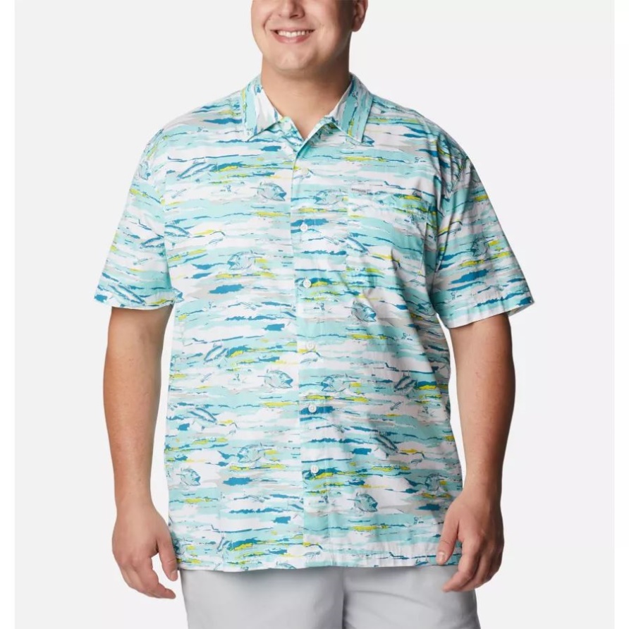 Columbia Herren Pfg Trollers Bestes Kurzarmhemd Großer Golfstrom Flatout Druck