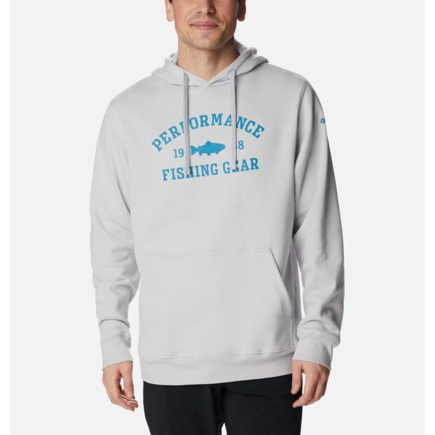 Columbia Herren Pfg University Hoodie Cool Grey/deep Marine Trout