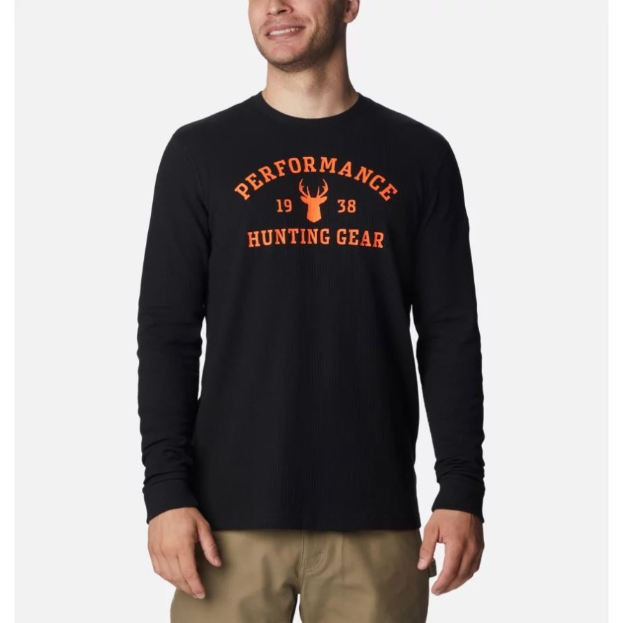 Columbia Herren Phg University Waffle Langarmshirt Schwarz/blaze Buck