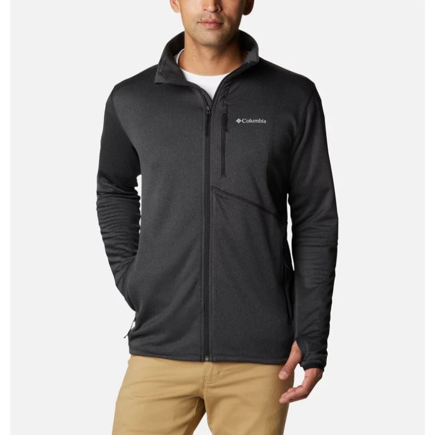 Columbia Park View Herren-Fleecejacke Mit Durchgehendem Reißverschluss Schwarz Meliert