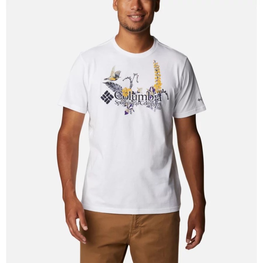 Columbia Herren-t-shirt Path Lake Mit Grafik Weiß/fieldcreek-grafik
