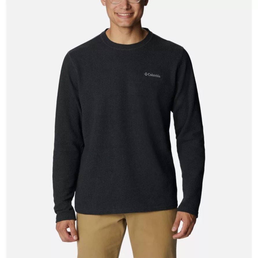 Columbia Herren Pine Peak Ii Waffle Langarm Crew Schwarz Meliert