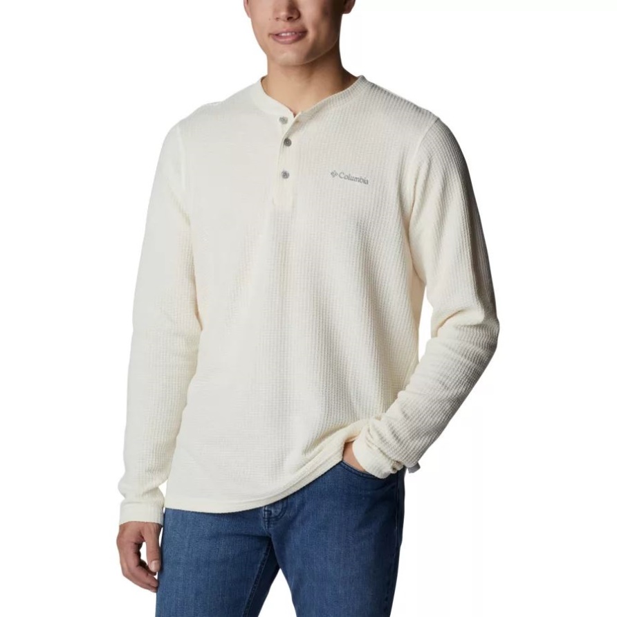 Columbia Herren Pine Peak Waffel Langarm Henley Kreide Meliert