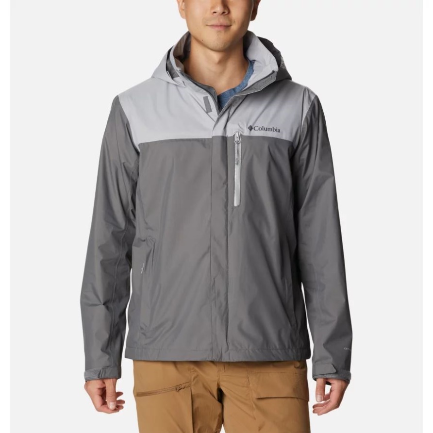 Columbia Pouration Regenjacke Herren Stadtgrau