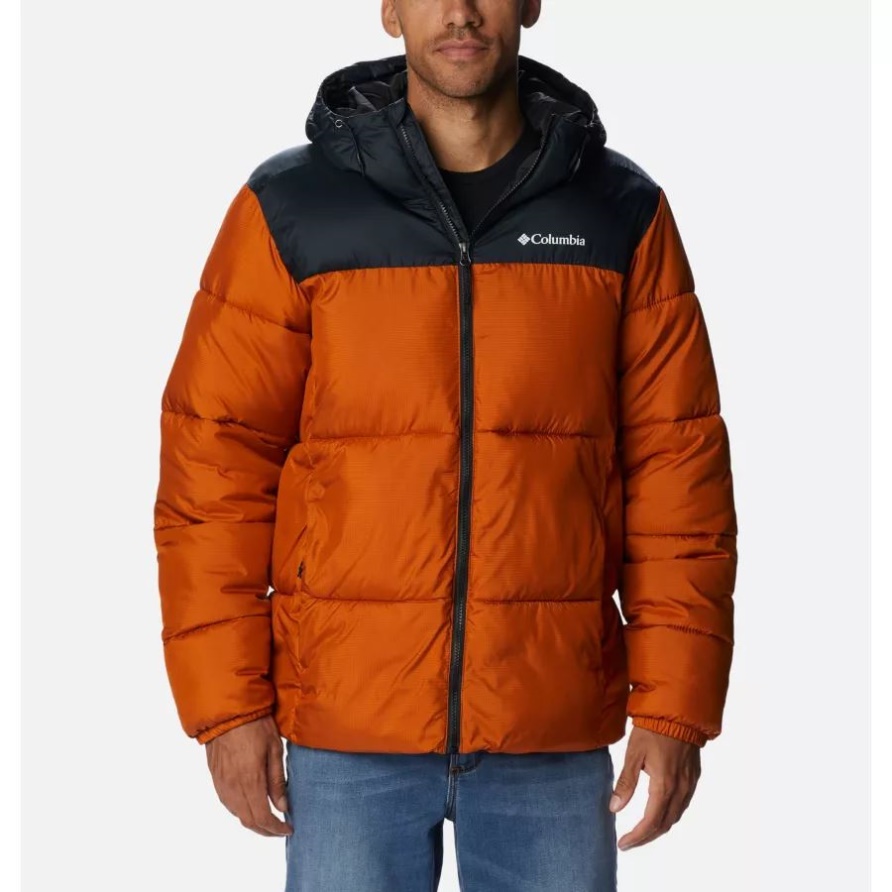 Columbia Herren Puffect Daunenjacke Mit Kapuze Warm Kupfer/schwarz